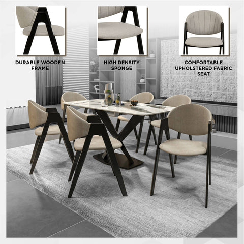 Savor Dining Chair in Leather/Polyester with Curved and Open-Back Design