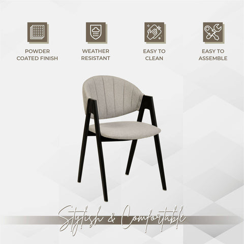 Savor Dining Chair in Leather/Polyester with Curved and Open-Back Design