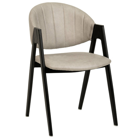 Savor Dining Chair in Leather/Polyester with Curved and Open-Back Design