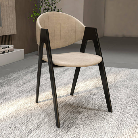 Savor Dining Chair in Leather/Polyester with Curved and Open-Back Design