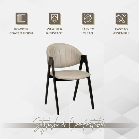 Savor Dining Chair in Leather/Polyester with Curved and Open-Back Design