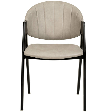 Savor Dining Chair in Leather/Polyester with Curved and Open-Back Design