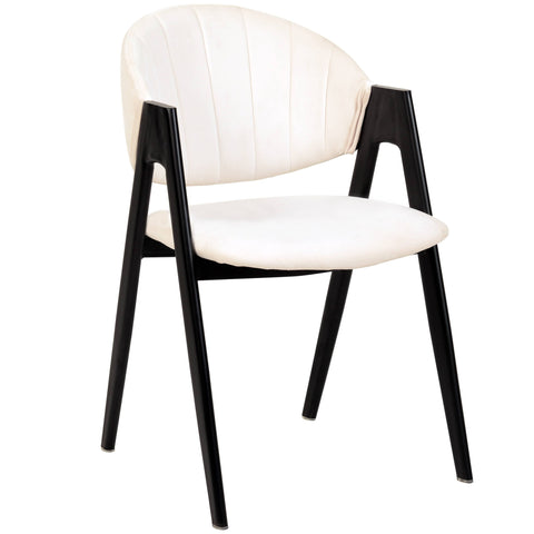 Savor Dining Chair in Leather/Polyester with Curved and Open-Back Design