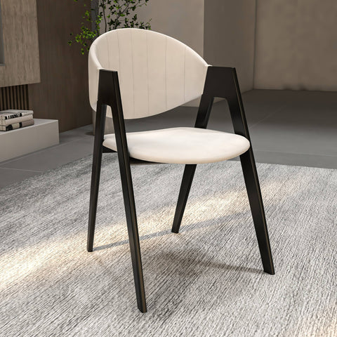 Savor Dining Chair in Leather/Polyester with Curved and Open-Back Design