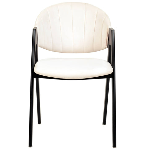 Savor Dining Chair in Leather/Polyester with Curved and Open-Back Design