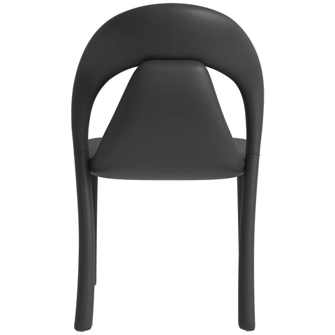 Solace Series Dining Chair Upholstered in Leather with Steel Legs and an Open Back Design