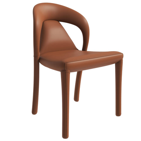 Solace Series Dining Chair Upholstered in Leather with Steel Legs and an Open Back Design