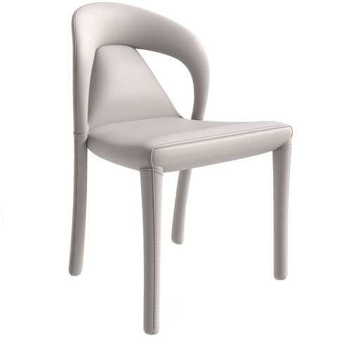 Solace Series Dining Chair Upholstered in Leather with Steel Legs and an Open Back Design