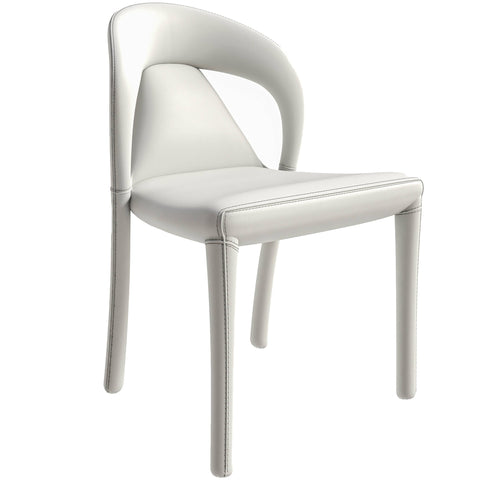 Solace Series Dining Chair Upholstered in Leather with Steel Legs and an Open Back Design