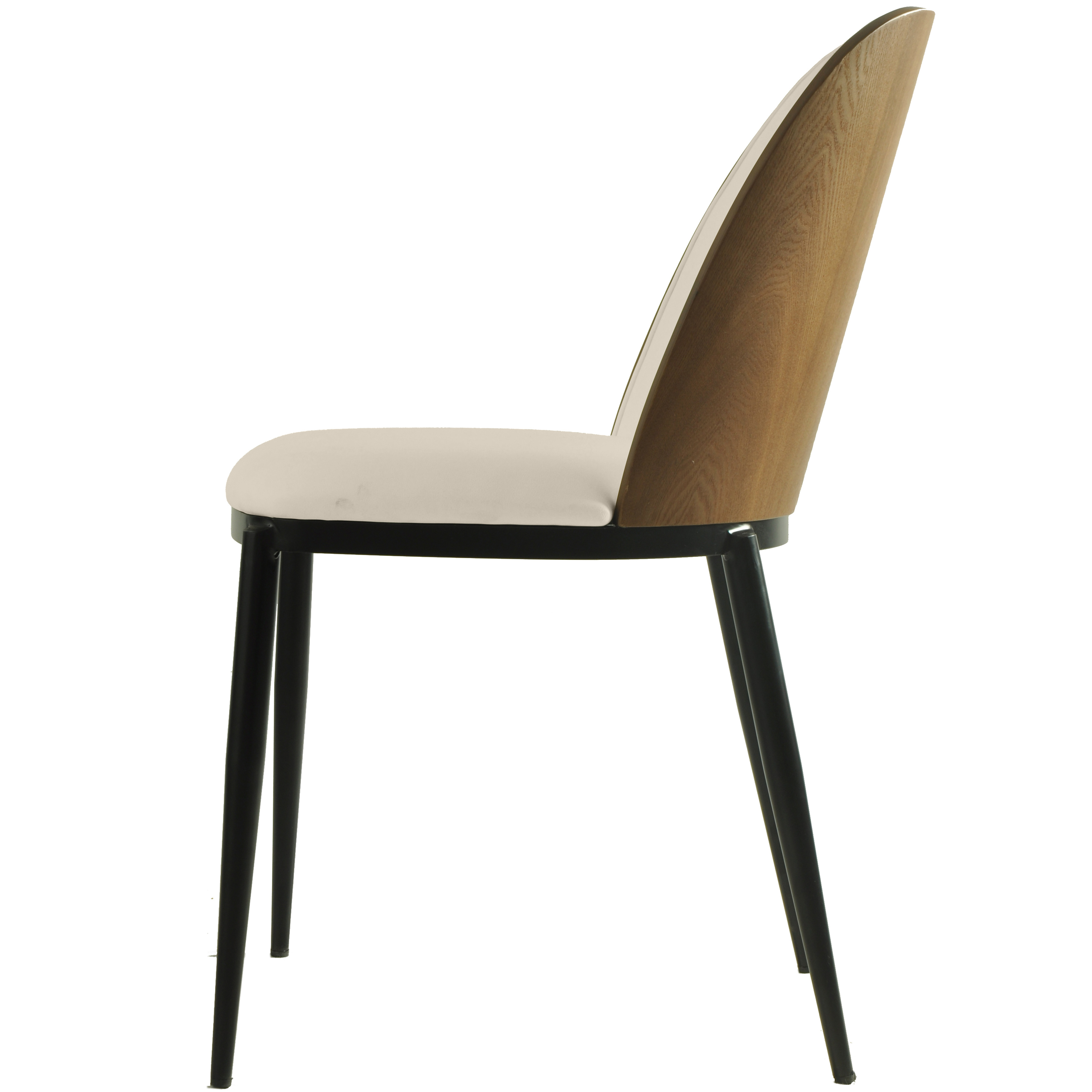 Tule Dining Side Chair with Upholstered Seat and Powder-Coated Steel Frame