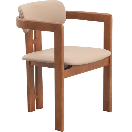 Velo Series Dining Chair with Upholstered Leather and Rubberwood Legs