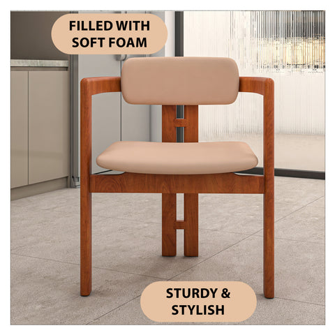 Velo Series Dining Chair with Upholstered Leather and Rubberwood Legs