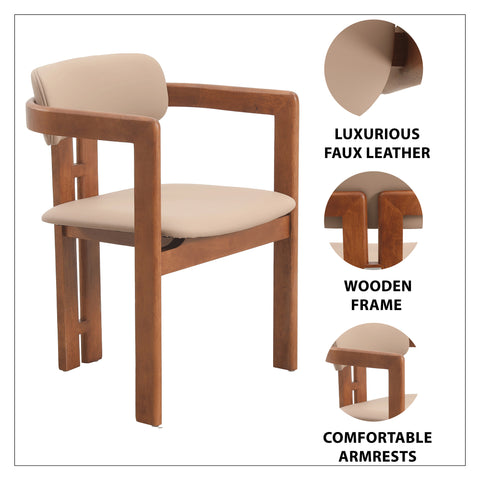 Velo Series Dining Chair with Upholstered Leather and Rubberwood Legs