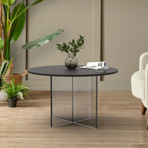 Valore Side Table with Round MDF Tabletop and Sturdy Acrylic Cross Base