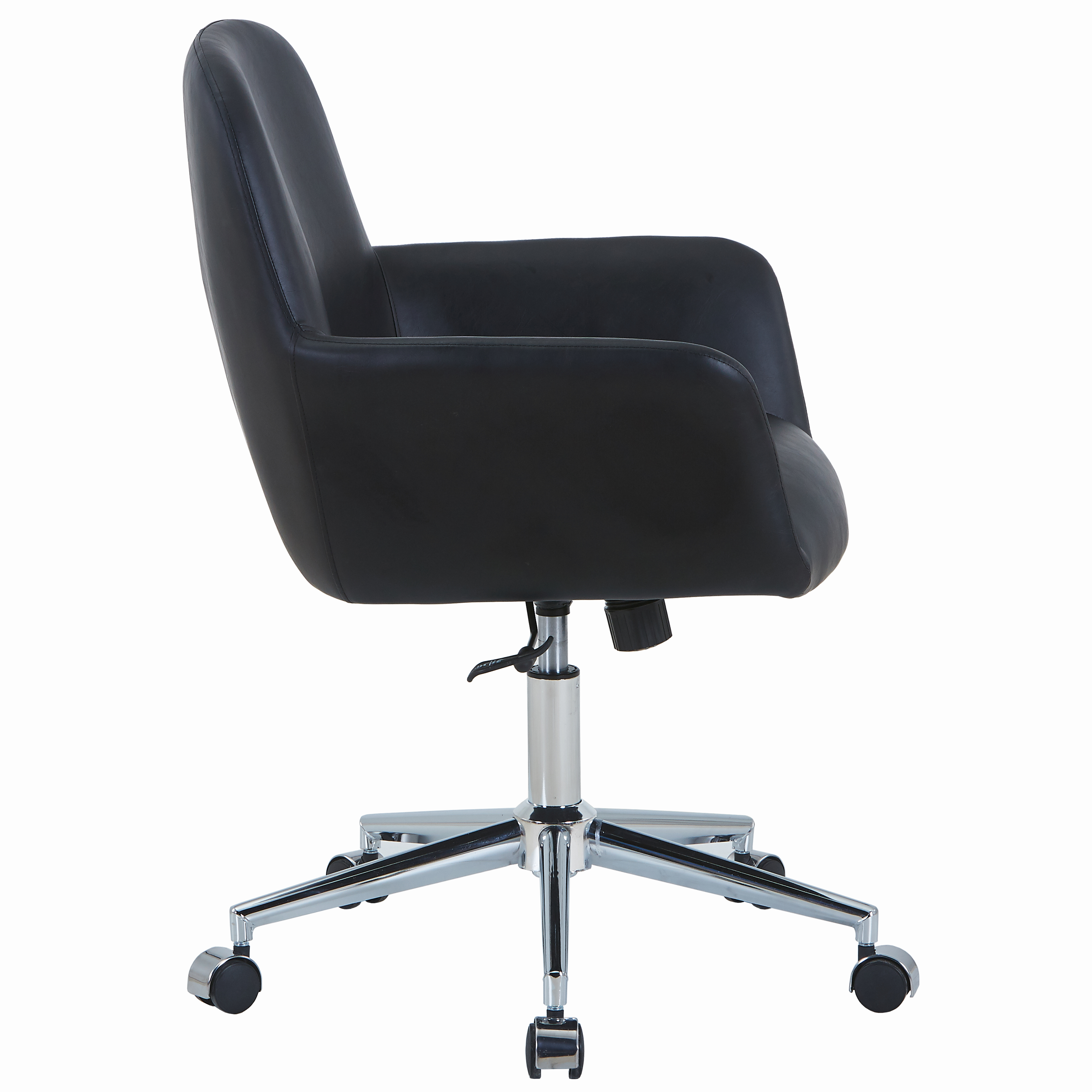 Vanguard Leather Mid-Back Office Chair with Chrome Metal Frame