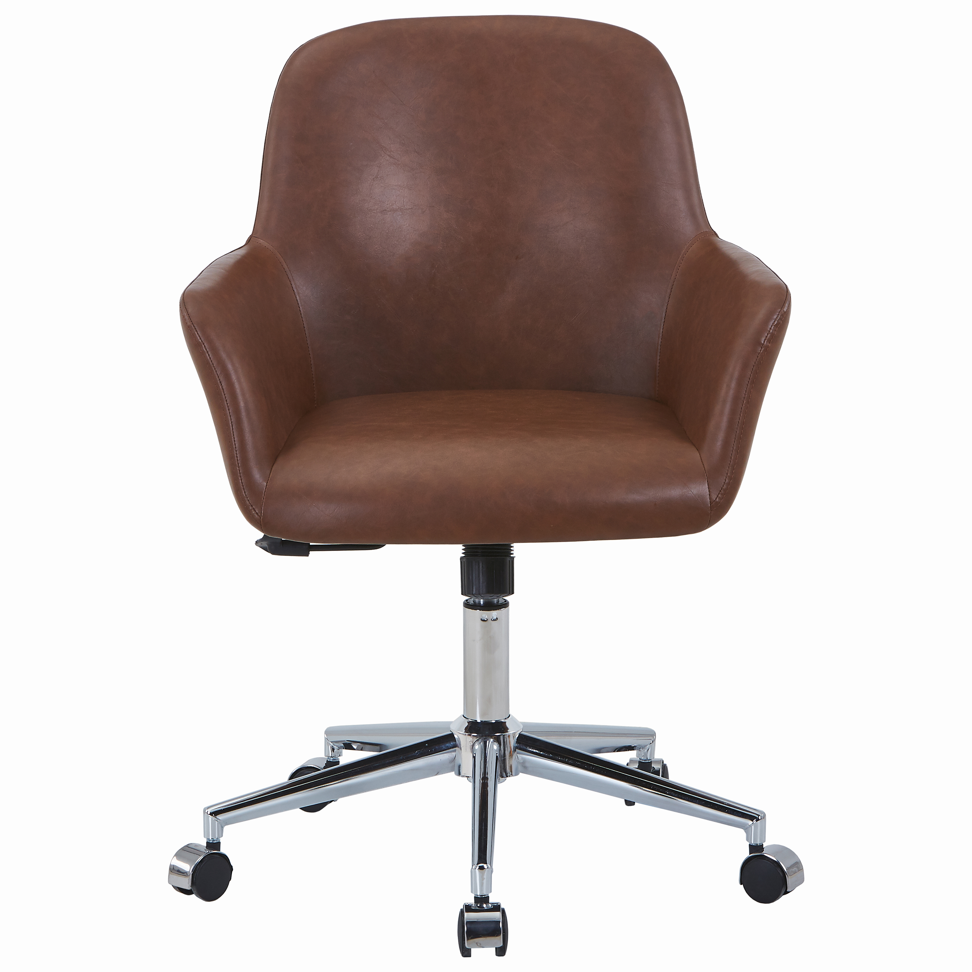 Vanguard Leather Mid-Back Office Chair with Chrome Metal Frame