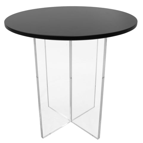 Valore Side Table with Round MDF Tabletop and Sturdy Acrylic Cross Base