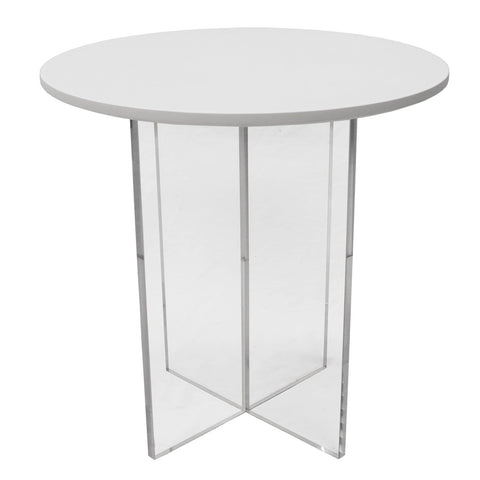 Valore Side Table with Round MDF Tabletop and Sturdy Acrylic Cross Base