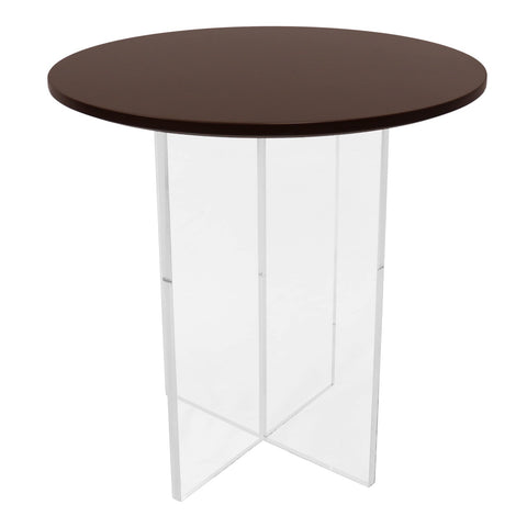 Valore Side Table with Round MDF Tabletop and Sturdy Acrylic Cross Base