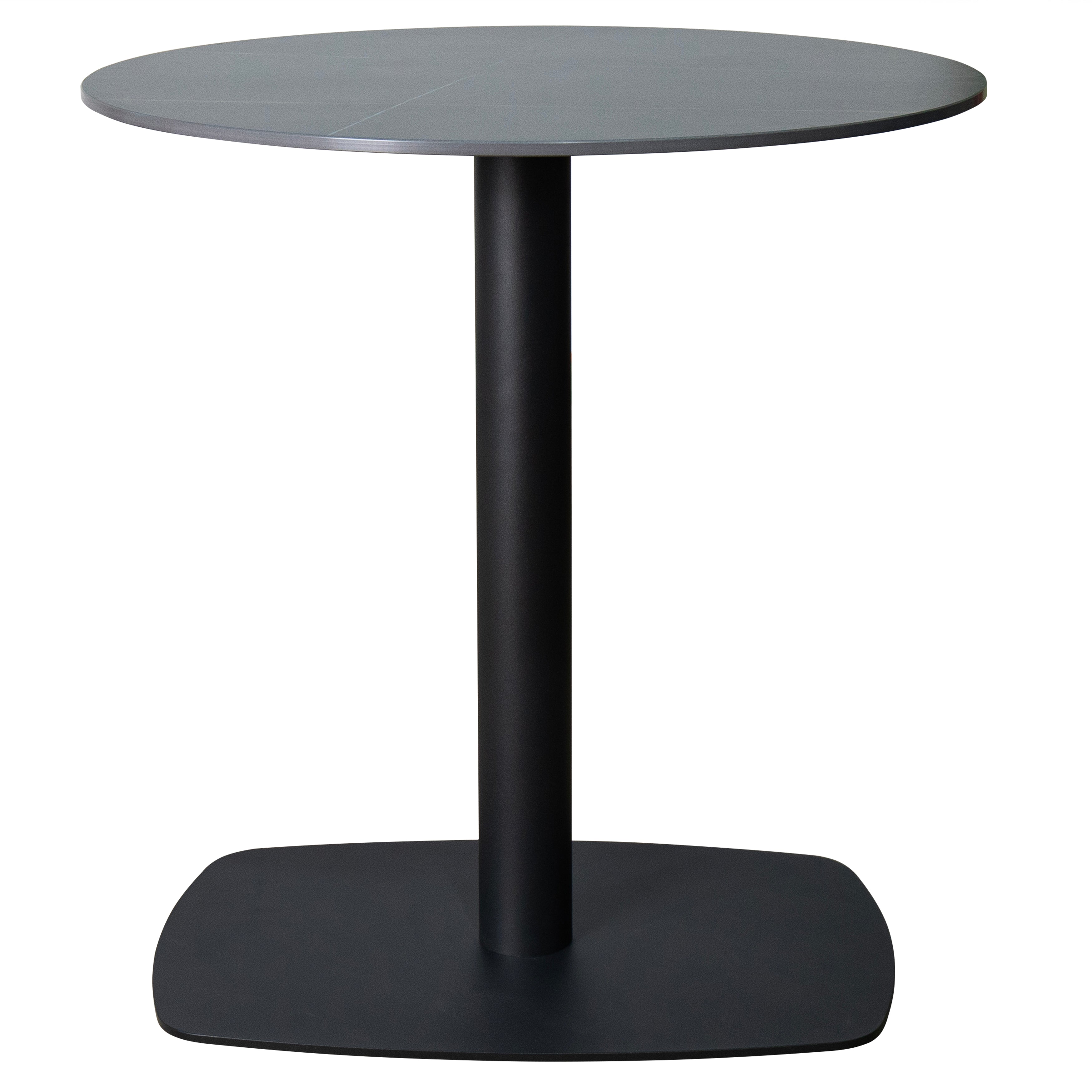 Vail Collection Dining Table Black Rectangle Base With 27"/36" Round Dark Brown MDF Wood/Sintered Stone Top