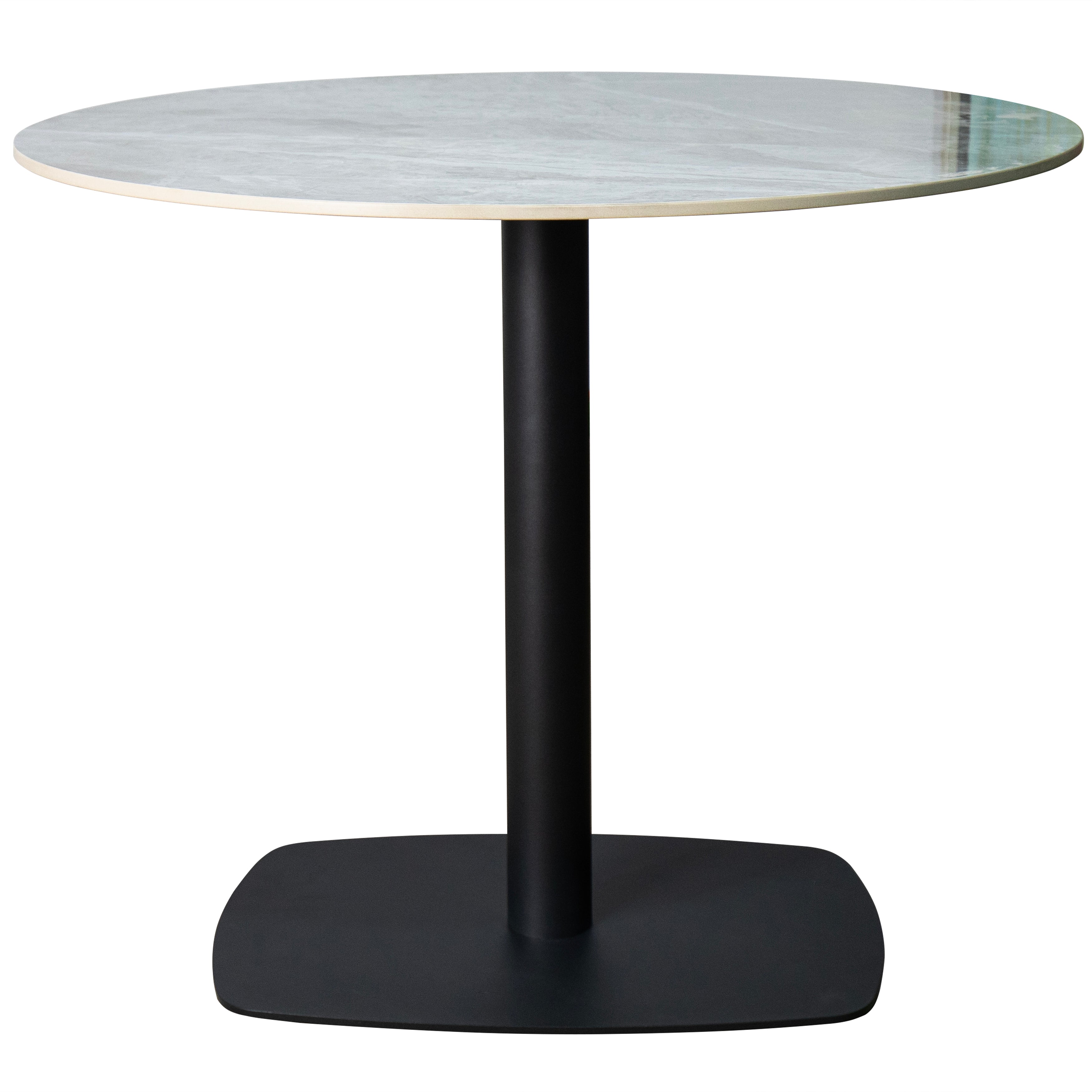 Vail Collection Dining Table Black Rectangle Base With 27"/36" Round Dark Brown MDF Wood/Sintered Stone Top