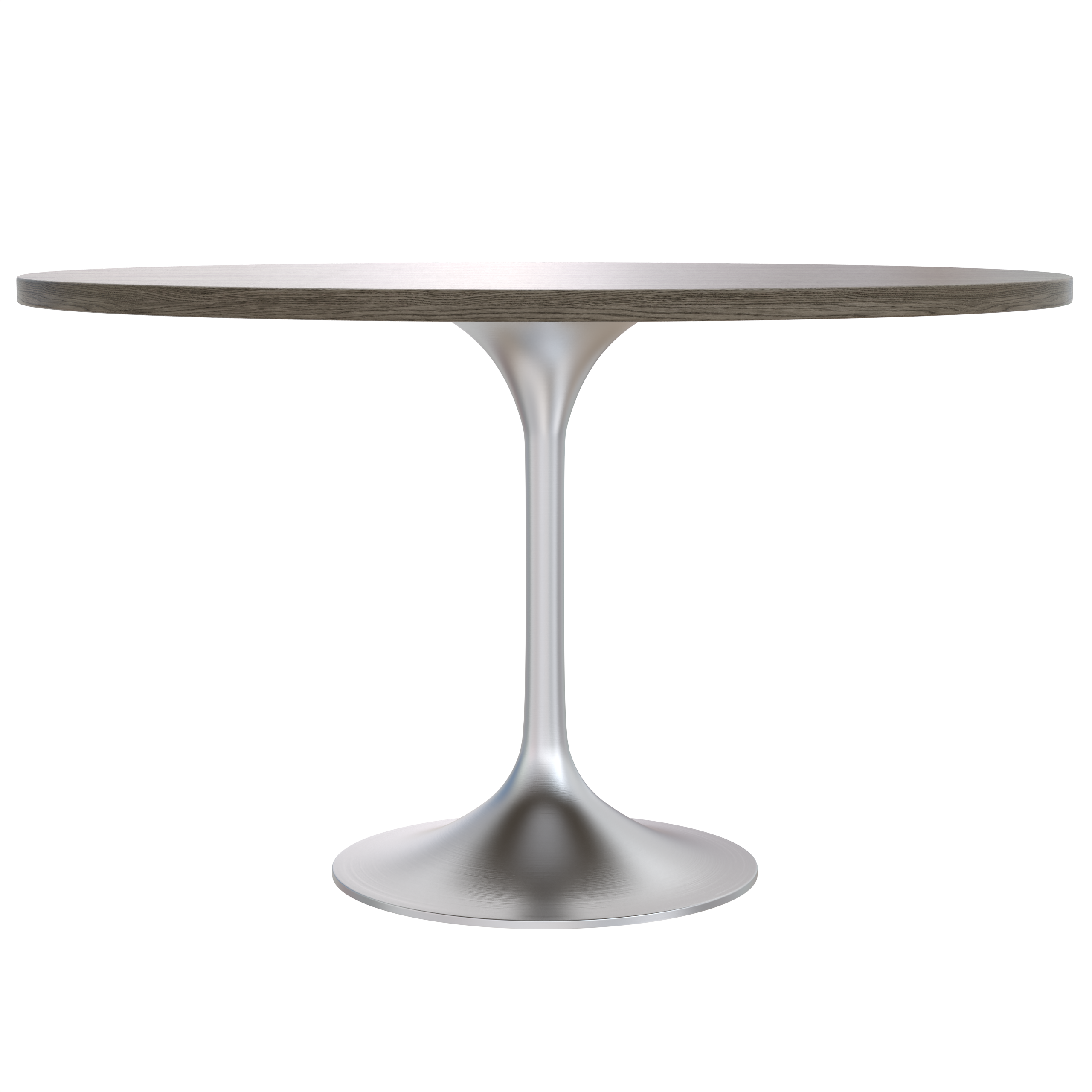 Verve Round Dining Table with MDF/Sintered Stone/Resin Tabletop in Silver Stainless Steel Pedestal Base