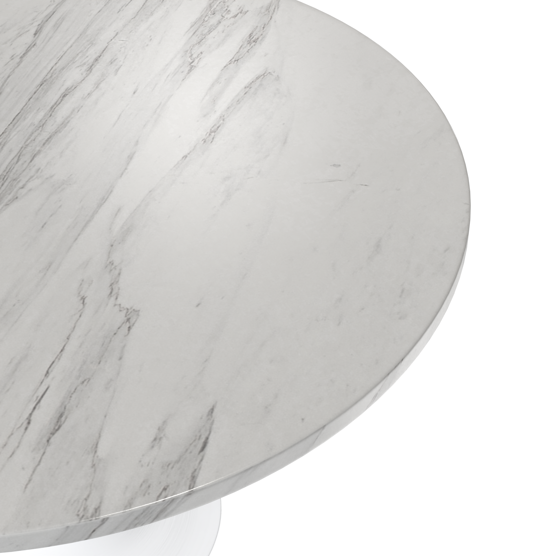 Verve Round Dining Table with MDF/Sintered Stone/Resin Tabletop in White Stainless Steel Pedestal Base