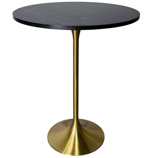 Verve Bar Height Dining Table with Round MDF, Sintered Stone, or Resin Top & Gold Stainless Steel Base