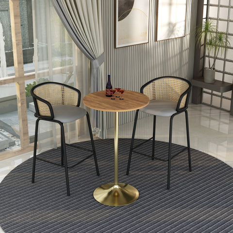 Verve Bar Height Dining Table with Round MDF, Sintered Stone, or Resin Top & Gold Stainless Steel Base