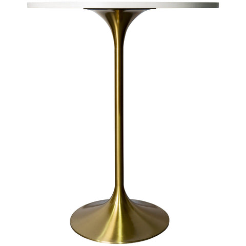 Verve Bar Height Dining Table with Round MDF, Sintered Stone, or Resin Top & Gold Stainless Steel Base