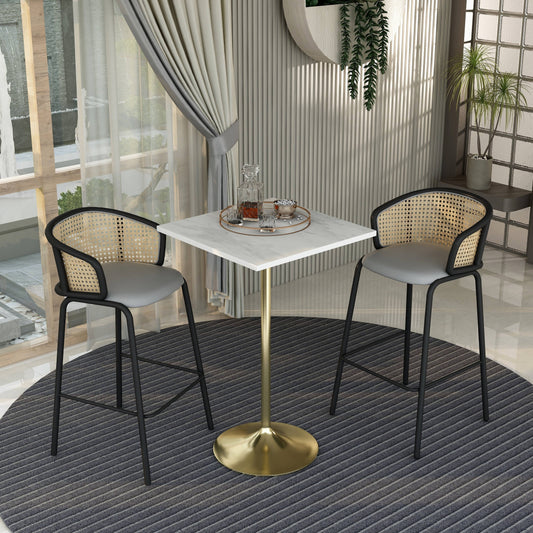 Verve Bar Height Dining Table with Square Resin Top and Gold Stainless Steel Base