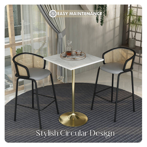 Verve Bar Height Dining Table with Square Resin Top and Gold Stainless Steel Base