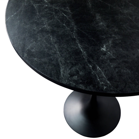 Verve Bar Height Dining Table with Round MDF, Sintered Stone, or Resin Top & Black Stainless Steel Base