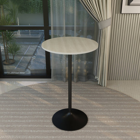 Verve Bar Height Dining Table with Round MDF, Sintered Stone, or Resin Top & Black Stainless Steel Base