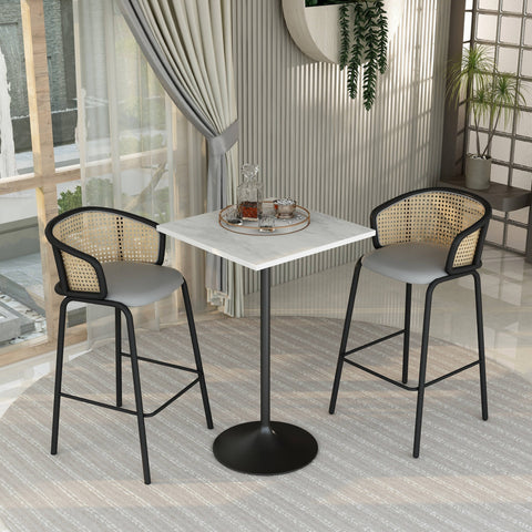 Verve Bar Height Dining Table with Square Resin Top and Black Stainless Steel Base