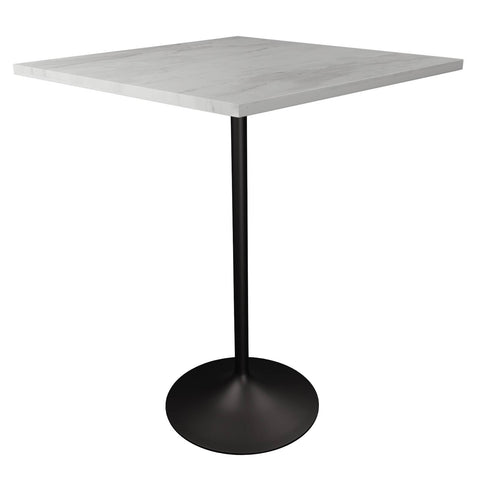 Verve Bar Height Dining Table with Square Resin Top and Black Stainless Steel Base