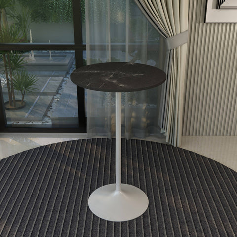 Verve Bar Height Dining Table with 27" Round MDF Top and White Stainless Steel Pedestal Base