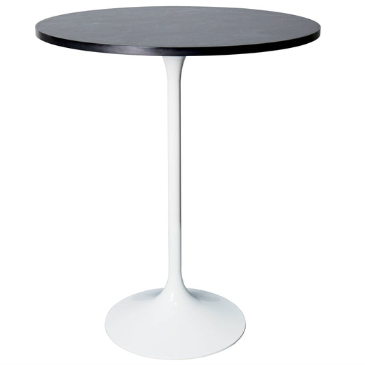 Verve Bar Height Dining Table with 27" Round Sintered Stone Top and White Stainless Steel Base