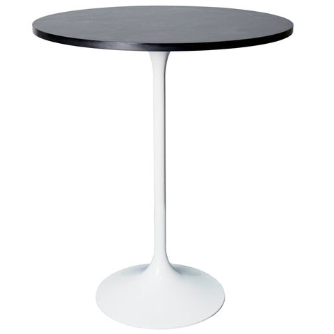 Verve Bar Height Dining Table with 27" Round Sintered Stone Top and White Stainless Steel Base