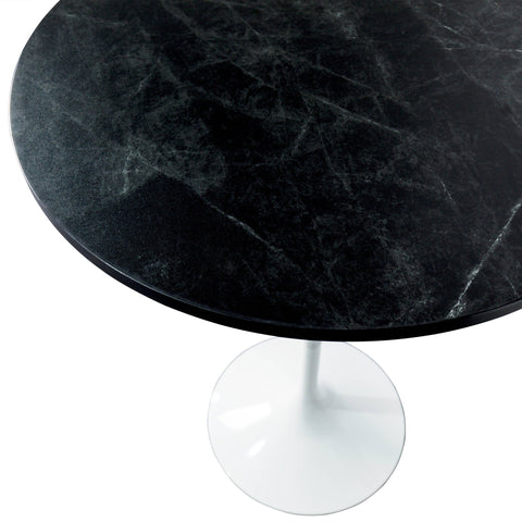 Verve Bar Height Dining Table with 27" Round Sintered Stone Top and White Stainless Steel Base