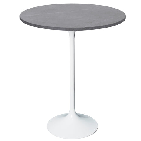 Verve Bar Height Dining Table with 27" Round Sintered Stone Top and White Stainless Steel Base