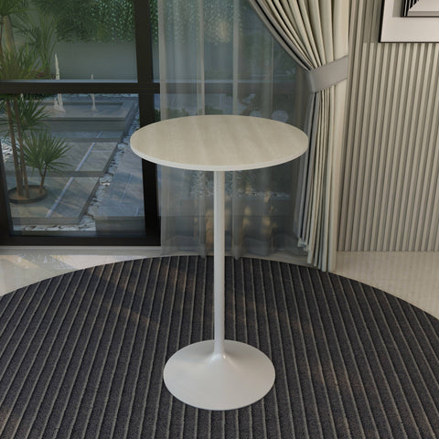 Verve Bar Height Dining Table with 27" Round MDF Top and White Stainless Steel Pedestal Base