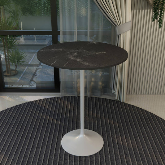 Verve Bar Height Dining Table with 36" Round MDF Top and White Stainless Steel Pedestal Base