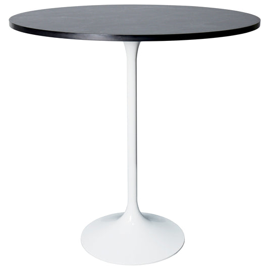 Verve Bar Height Dining Table with 36" Round Sintered Stone Top and White Stainless Steel Base