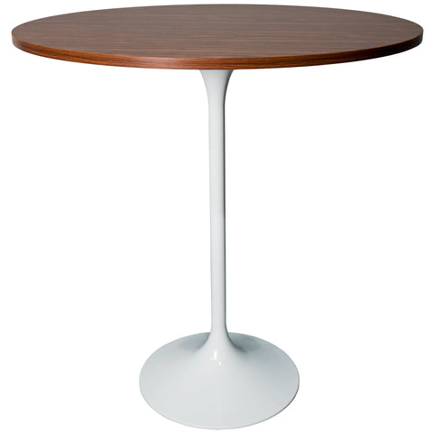 Verve Bar Height Dining Table with 36" Round MDF Top and White Stainless Steel Pedestal Base