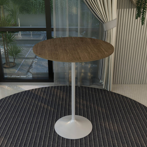 Verve Bar Height Dining Table with 36" Round MDF Top and White Stainless Steel Pedestal Base