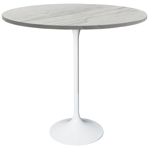 Verve Bar Height Dining Table with Round Resin Top and White Stainless Steel Base