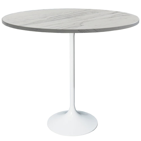 Verve Bar Height Dining Table with Round Resin Top and White Stainless Steel Base