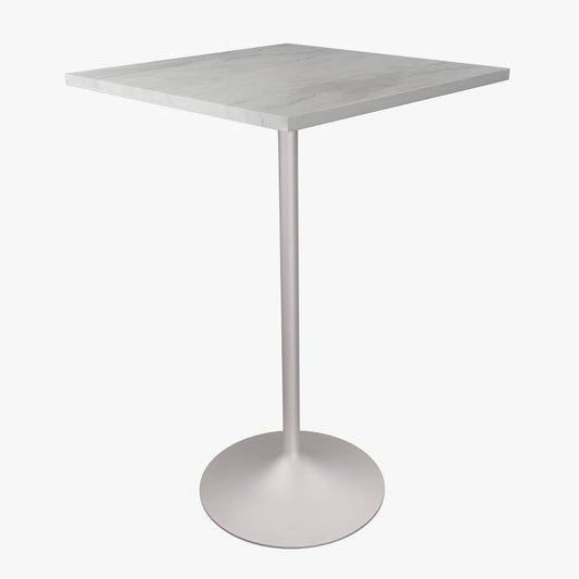 Verve Bar Height Dining Table with Square Resin Top and White Stainless Steel Base