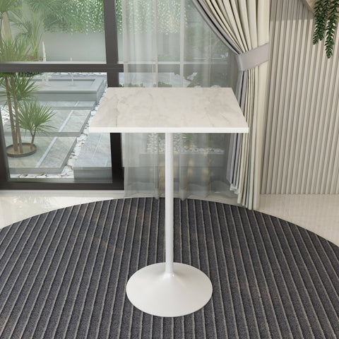 Verve Bar Height Dining Table with Square Resin Top and White Stainless Steel Base